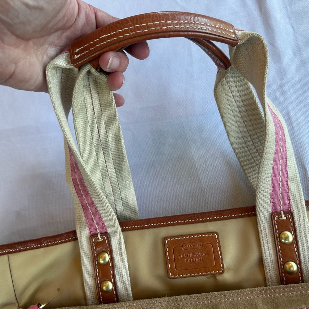 Coach Tan and Pink Tote Bag - Picture 12 of 15